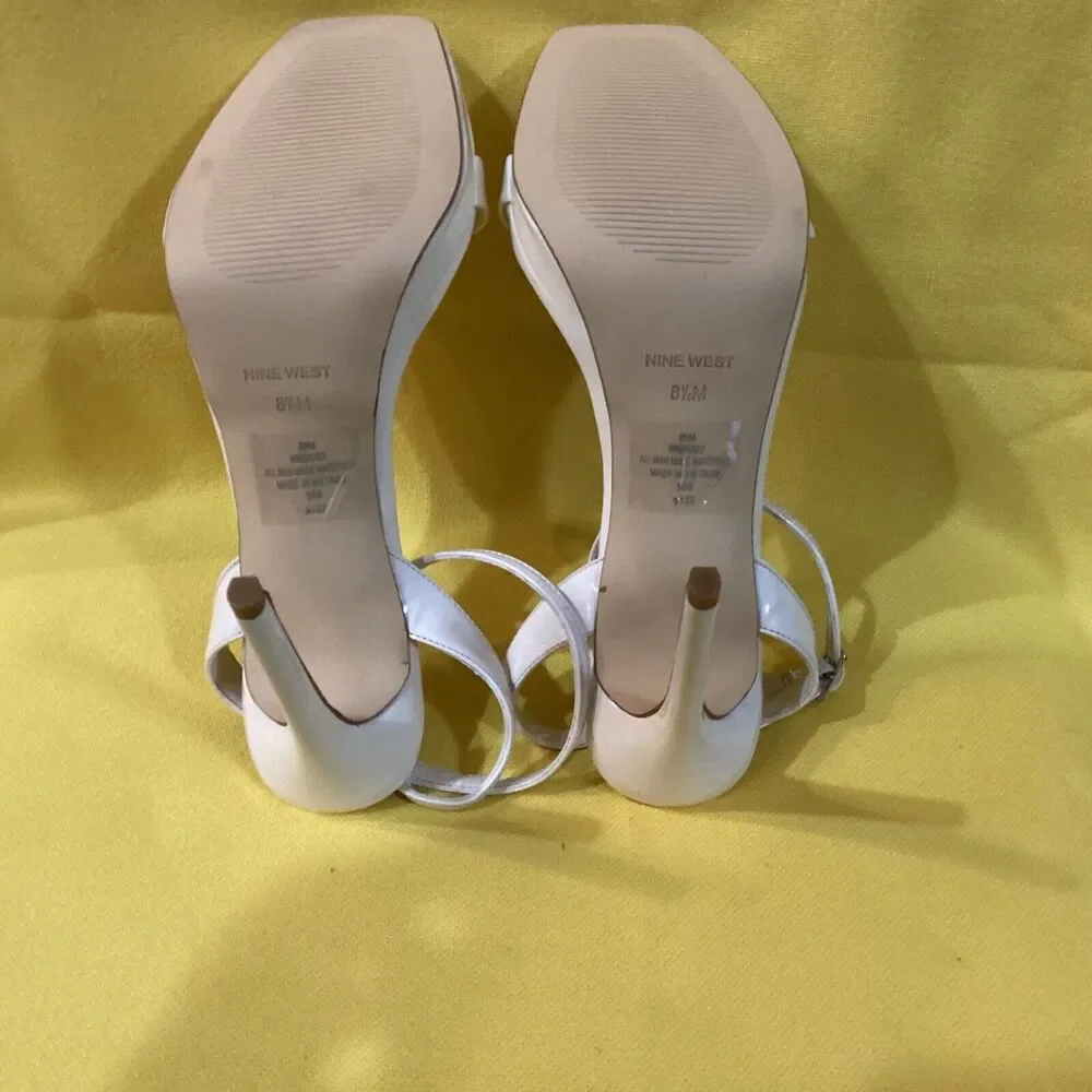 Nine West Off White Ankle Strap High Heeled Strappy Shoes Size 8.5